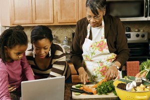 A family preparing a meal