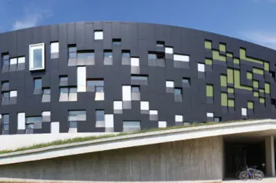 A view of the front of the Perimeter Institute building