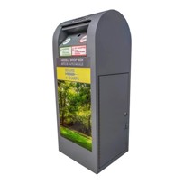 An outdoor sharps disposal bin for safe needle disposal