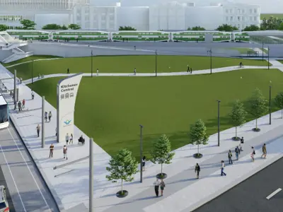 Architecture drawing shows the proposed design for the Kitchener Central Transit Hub