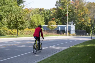 Cyclist in the bike lane on Bearinger Road