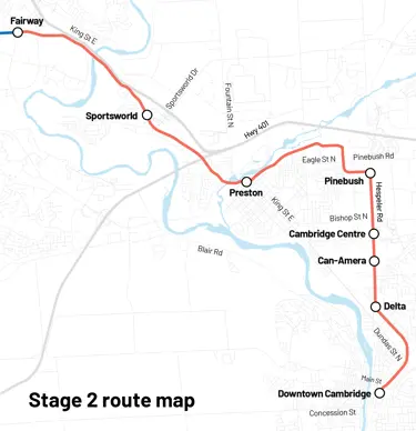 Stage 2 ION route map and stations